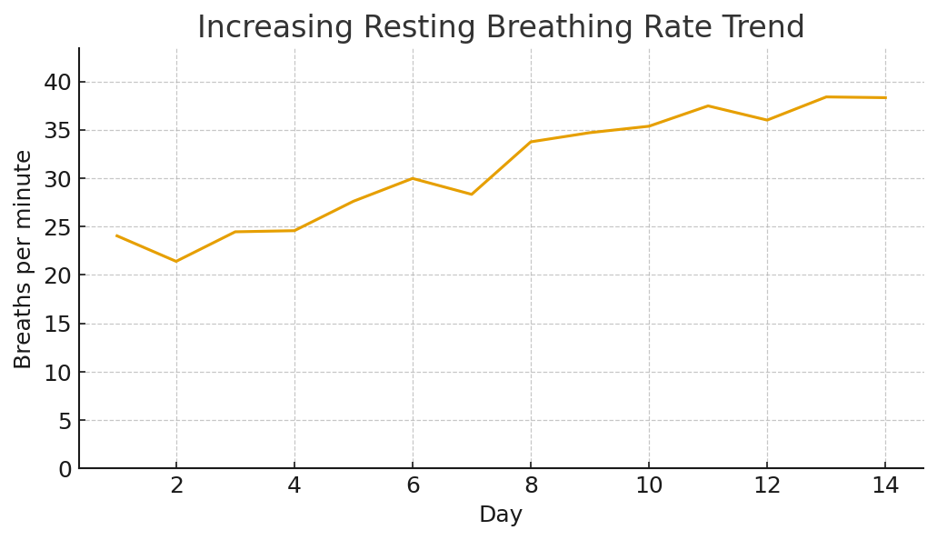 Graph of a rising breathing rate